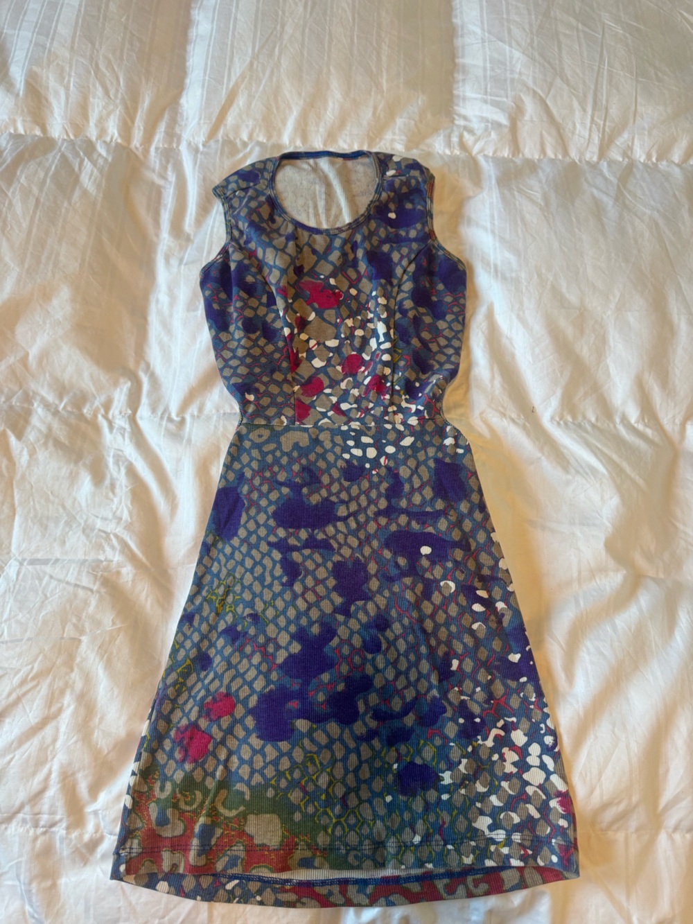 Sleeveless Blue Floral Print Women's Dress